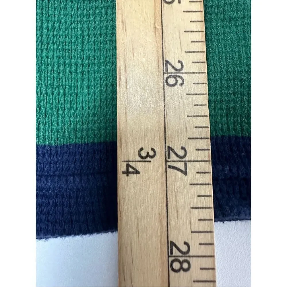 Polo Ralph Lauren Shirt Adult Striped Green Blue Waffle Knit Long Sleeve Size XL